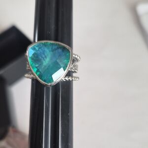 Silver Ring with Blue-Green Gemstone